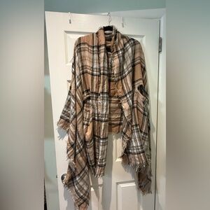 Plaid Fringe Shawl